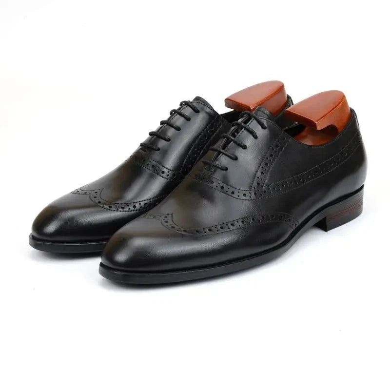 Brogue Oxford Hommes Chaussures Habillées Mariage Meilleur Homme Chaussure En Cuir Véritable À La Main Concepteur Formelles Original - Marron