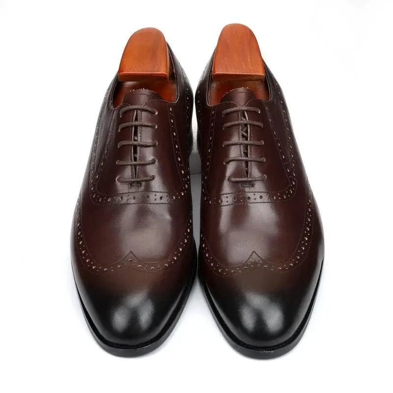 Brogue Oxford Hommes Chaussures Habillées Mariage Meilleur Homme Chaussure En Cuir Véritable À La Main Concepteur Formelles Original - Marron