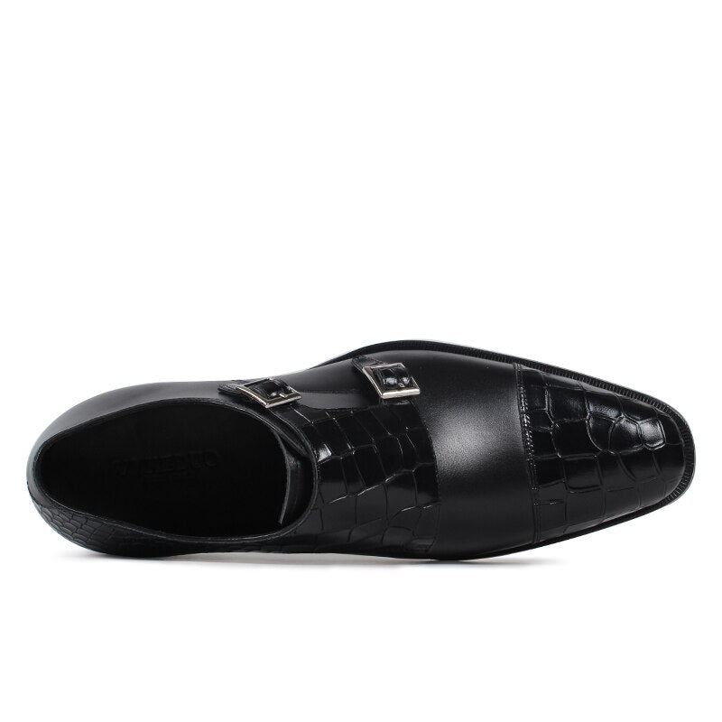 Chaussure En Cuir Véritable Pour Hommes Faite À La Main Robe De Soirée De Mariage Classique Noire Design Original - Noir