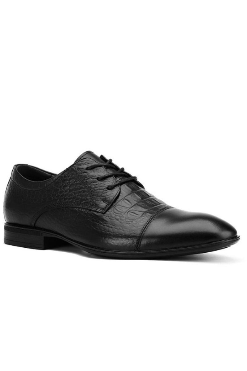 Chaussures Décontractées En Cuir Véritable Pour Hommes Formelles D'affaires Robe De Soirée De Luxe De Styliste - Noir 1