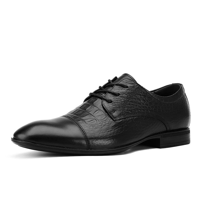 Chaussures Décontractées En Cuir Véritable Pour Hommes Formelles D'affaires Robe De Soirée De Luxe De Styliste - Noir 1