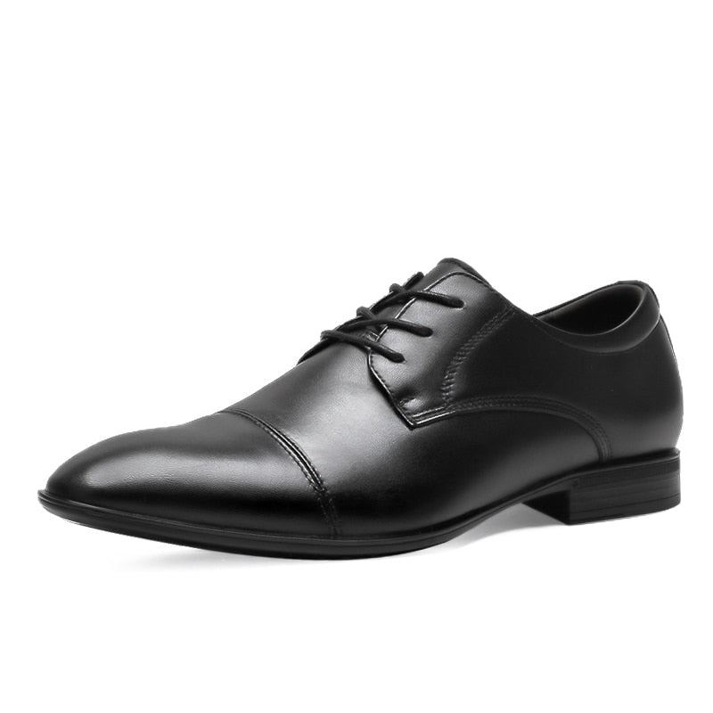 Chaussures Décontractées En Cuir Véritable Pour Hommes Formelles D'affaires Robe De Soirée De Luxe De Styliste - Noir 1