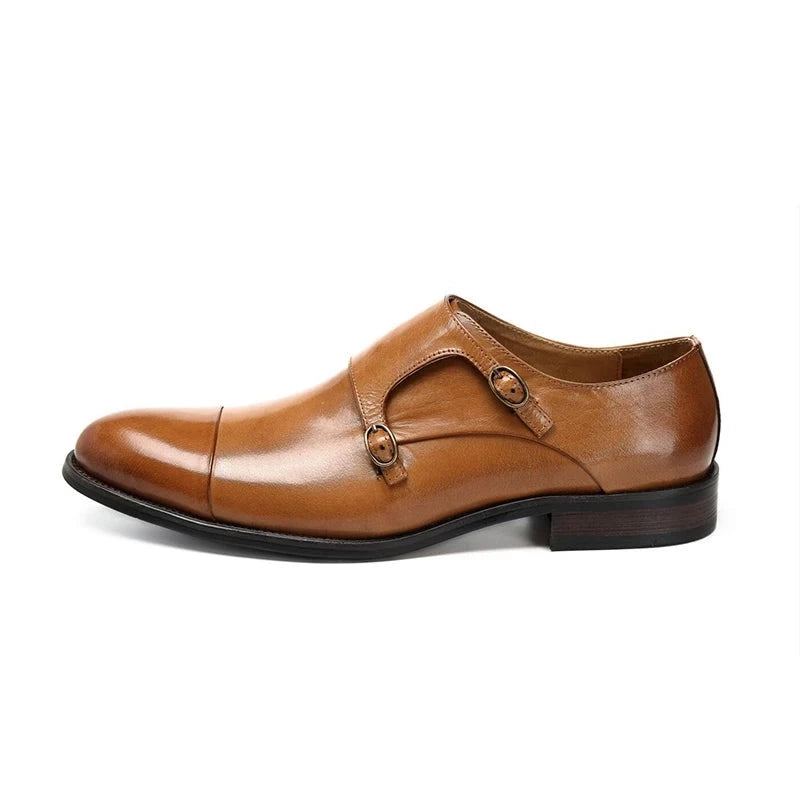 Chaussures À Double Sangles De Moine Pour Hommes Robe De Marié Formelle En Cuir Véritable De Styliste Originales - Noir