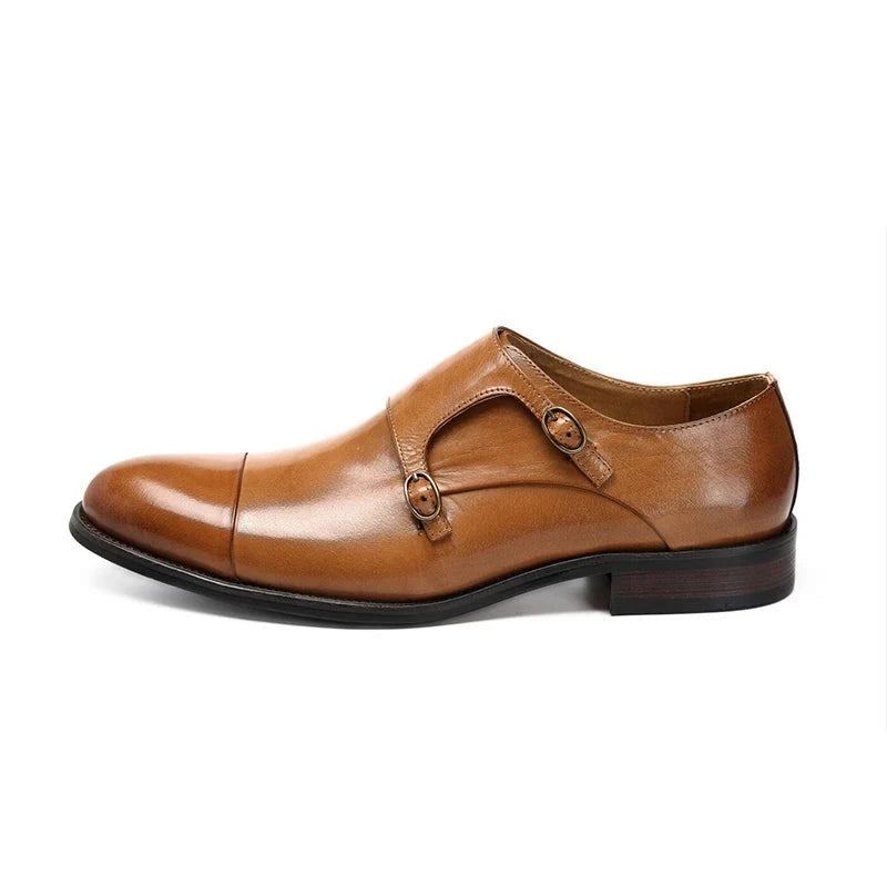 Chaussures À Double Sangles De Moine Pour Hommes Robe De Marié Formelle En Cuir Véritable De Styliste Originales - Noir