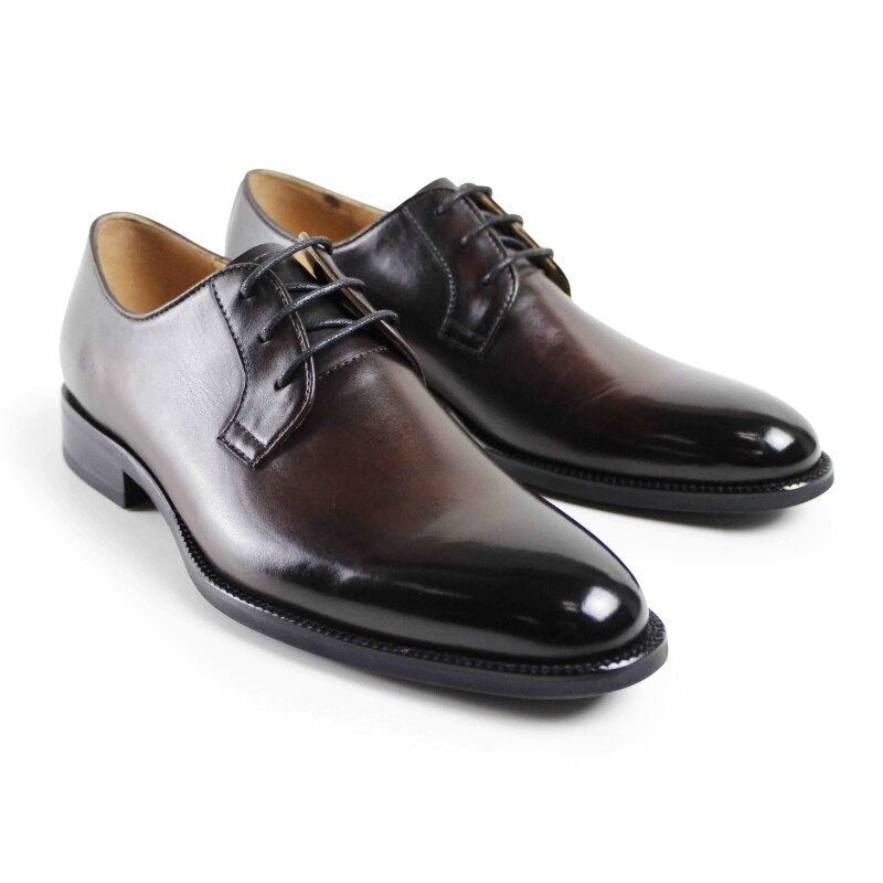 Chaussures Habillées Faites À La Main Pour Hommes Bureau De Mariage Chaussure Masculine Formelle En Cuir Véritable Derby Classique - Brun