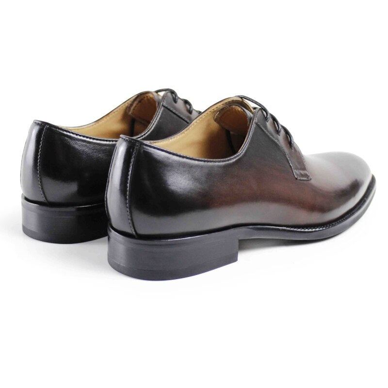 Chaussures Habillées Faites À La Main Pour Hommes Bureau De Mariage Chaussure Masculine Formelle En Cuir Véritable Derby Classique - Brun