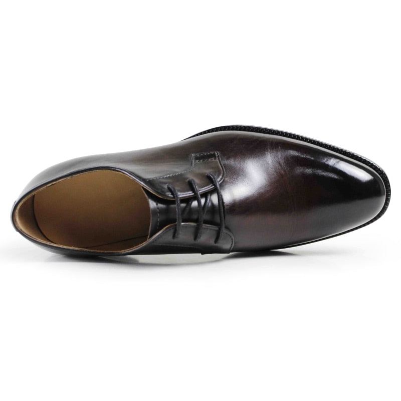 Chaussures Habillées Faites À La Main Pour Hommes Bureau De Mariage Chaussure Masculine Formelle En Cuir Véritable Derby Classique - Brun