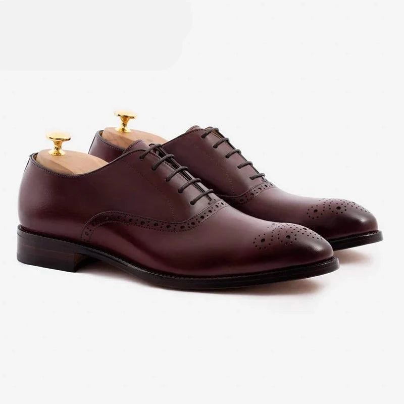 Chaussures Habillées De Style Oxford Pour Hommes D'affaires Solides Et Formelles De Styliste Meilleures En Cuir Véritable - Noir