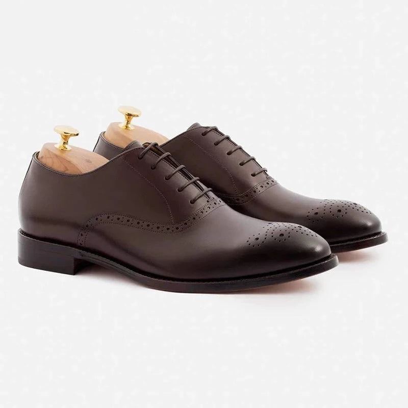 Chaussures Habillées De Style Oxford Pour Hommes D'affaires Solides Et Formelles De Styliste Meilleures En Cuir Véritable - Noir