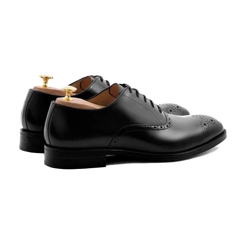 Chaussures Habillées De Style Oxford Pour Hommes D'affaires Solides Et Formelles De Styliste Meilleures En Cuir Véritable - Noir