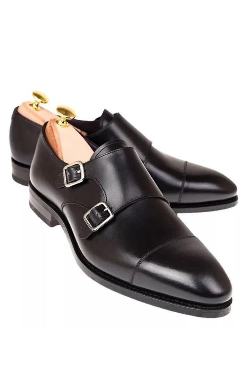 Chaussures De Luxe En Cuir Véritable Pour Hommes De À Double Sangle De Moine Faites À La Main De Styliste Originales