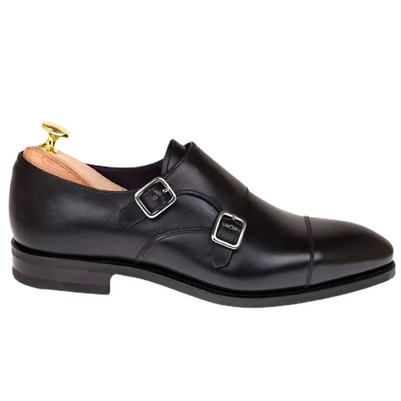 Chaussures De Luxe En Cuir Véritable Pour Hommes De À Double Sangle De Moine Faites À La Main De Styliste Originales - Noir