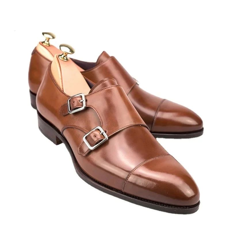 Chaussures De Luxe En Cuir Véritable Pour Hommes De À Double Sangle De Moine Faites À La Main De Styliste Originales - Noir