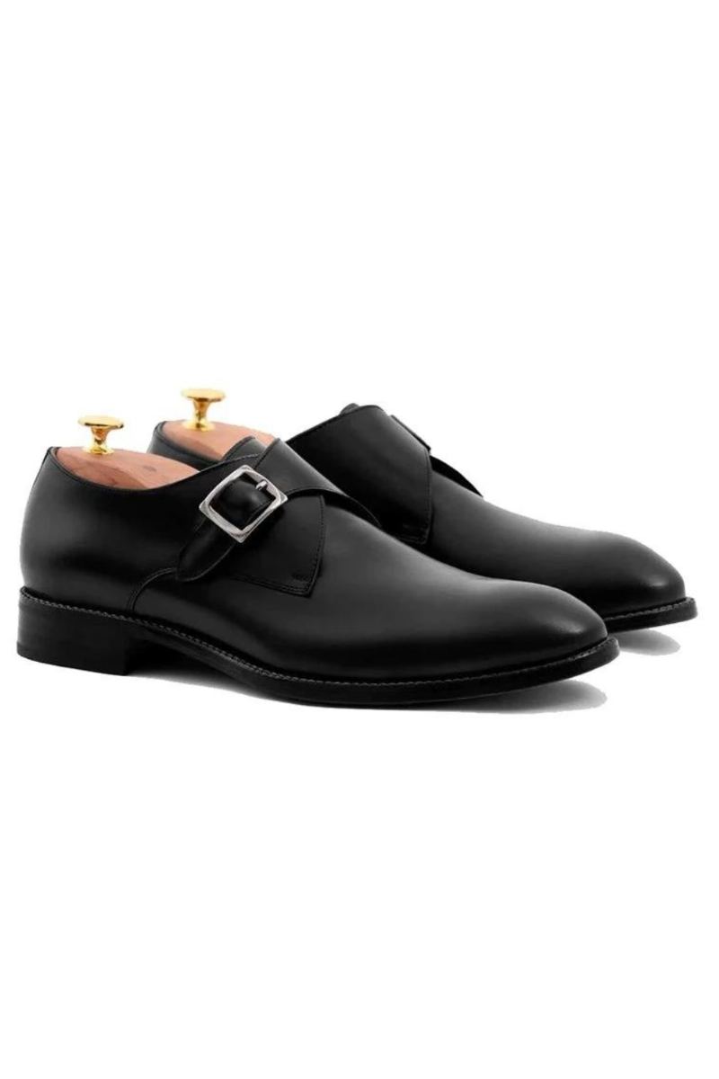 Chaussures De Moine Noires À Bretelles Pour Hommes Robe De Mariée De Styliste En Cuir Véritable Meilleures D'affaires Faites À La Main