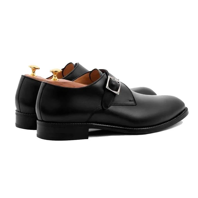 Chaussures De Moine Noires À Bretelles Pour Hommes Robe De Mariée De Styliste En Cuir Véritable Meilleures D'affaires Faites À La Main - Noir