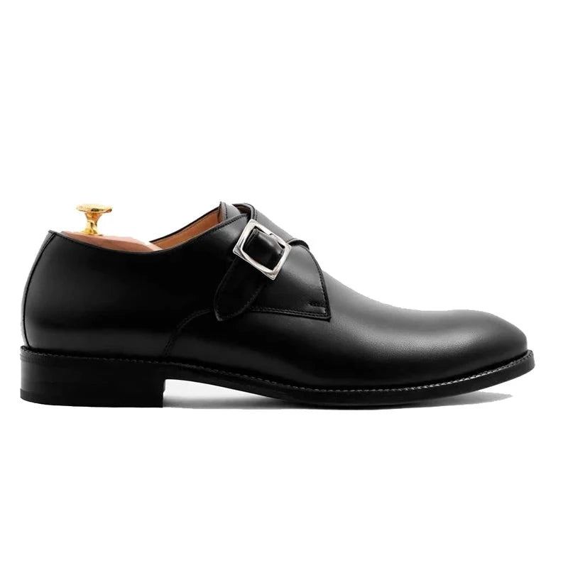 Chaussures De Moine Noires À Bretelles Pour Hommes Robe De Mariée De Styliste En Cuir Véritable Meilleures D'affaires Faites À La Main - Noir