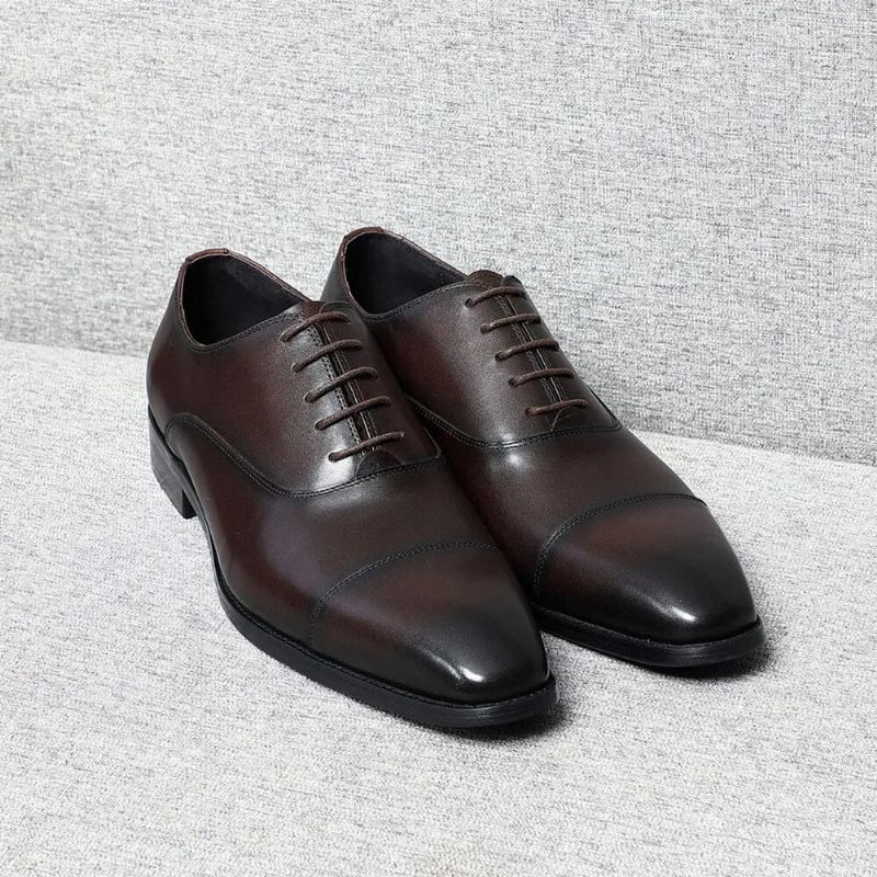 Chaussures Oxfords De Luxe Italiennes De Haute Qualité Élégantes Naturelles Formelles Solides Pour Hommes D'affaires - Noir