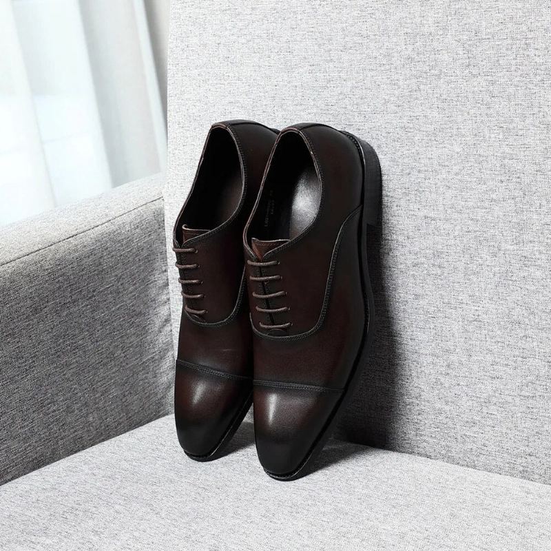 Chaussures Oxfords De Luxe Italiennes De Haute Qualité Élégantes Naturelles Formelles Solides Pour Hommes D'affaires - Noir