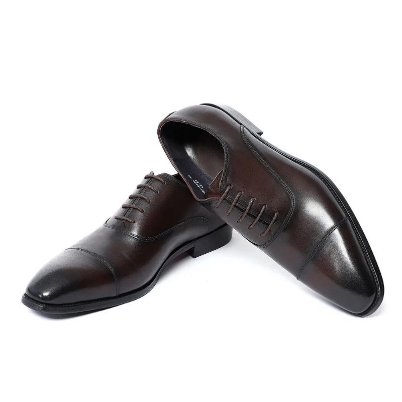 Chaussures Oxfords De Luxe Italiennes De Haute Qualité Élégantes Naturelles Formelles Solides Pour Hommes D'affaires - Noir