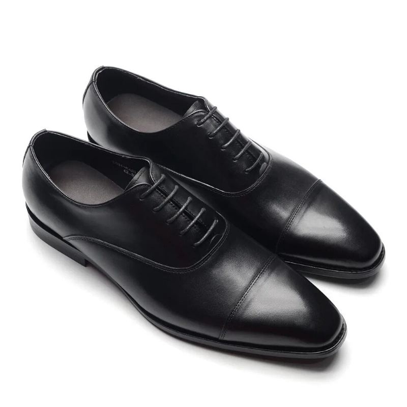 Chaussures Oxfords De Luxe Italiennes De Haute Qualité Élégantes Naturelles Formelles Solides Pour Hommes D'affaires - Noir