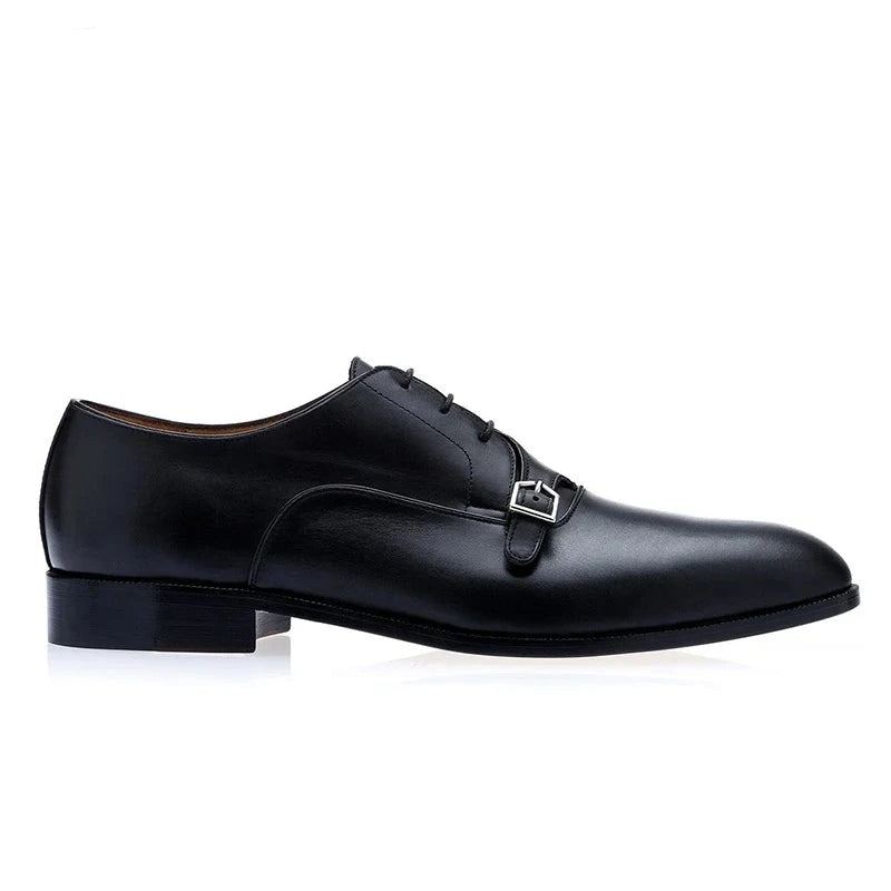 Chaussures De Style Moine Unique Pour Hommes De Styliste Originales De Luxe Faites À La Main De Fête En Cuir Véritable - Noir