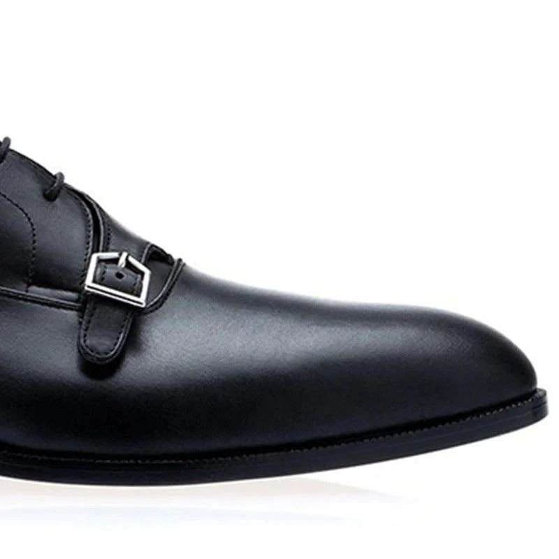 Chaussures De Style Moine Unique Pour Hommes De Styliste Originales De Luxe Faites À La Main De Fête En Cuir Véritable - Noir