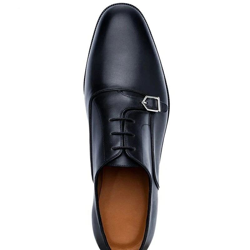 Chaussures De Style Moine Unique Pour Hommes De Styliste Originales De Luxe Faites À La Main De Fête En Cuir Véritable - Noir