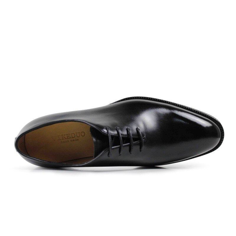 Classique Noir Mâle En Cuir Véritable Chaussure Travail Formel Bureau D'affaires Original Concepteur Robe Hommes Oxford Chaussures - Noir