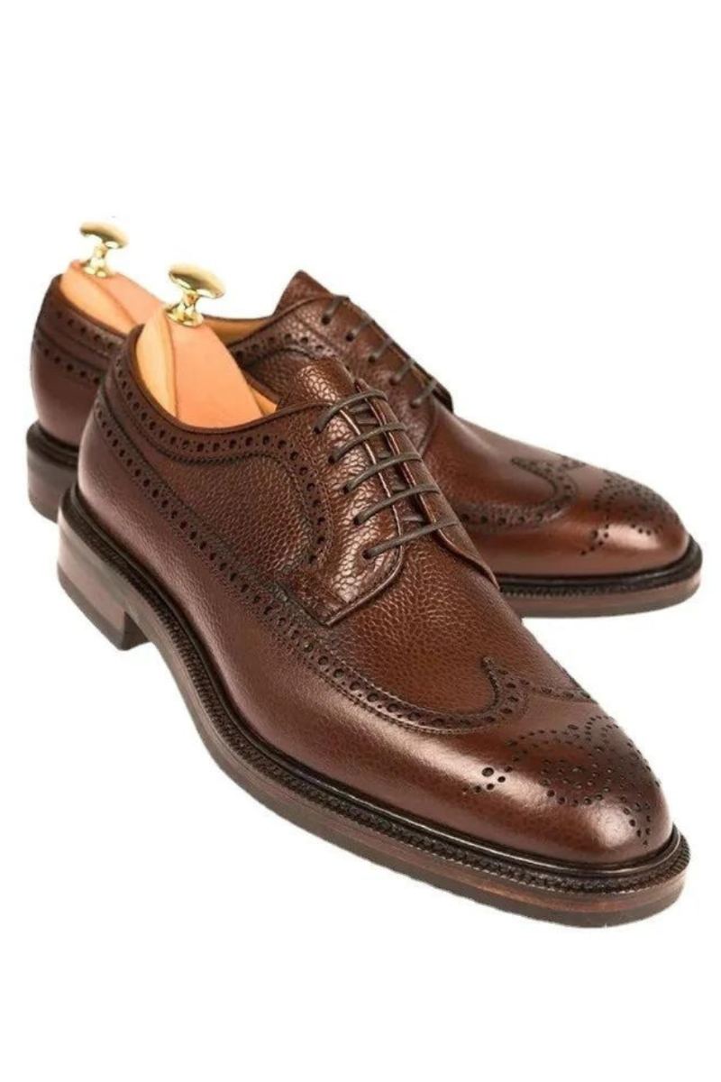 Derby Brogue Marié Robe De Créateur Meilleures Chaussures Pour Hommes En Cuir Véritable D'affaires Originales Faites À La Main