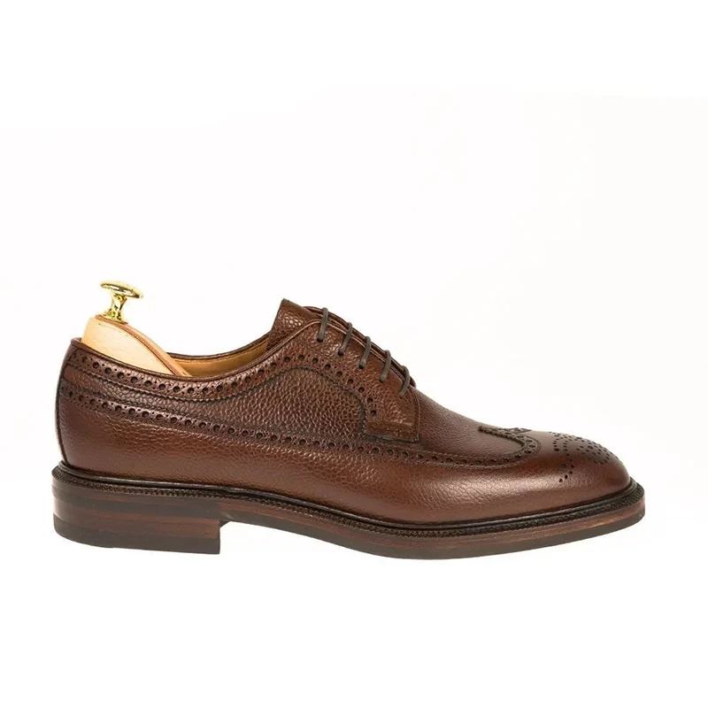 Derby Brogue Marié Robe De Créateur Meilleures Chaussures Pour Hommes En Cuir Véritable D'affaires Originales Faites À La Main - Brun