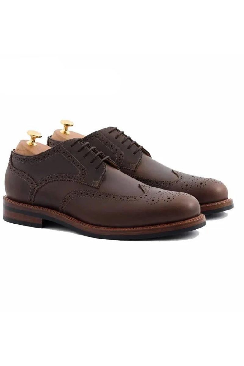 Derby Style Brogue Robe De Soirée Chaussures Formelles Original Créateur D'affaires En Cuir Véritable Meilleures Faites À La Main Pour Homme