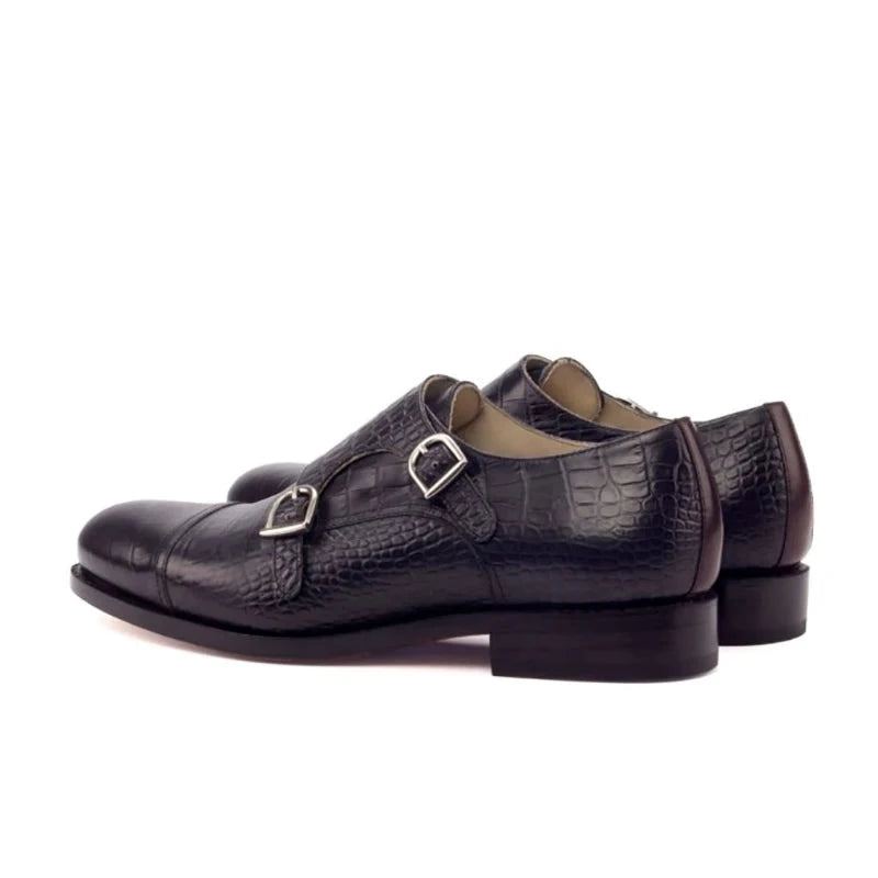 Double Moine Sangle Style Robe Hommes Chaussures Bureau Meilleur Homme Chaussure Concepteur À La Main En Cuir Véritable - Bleu