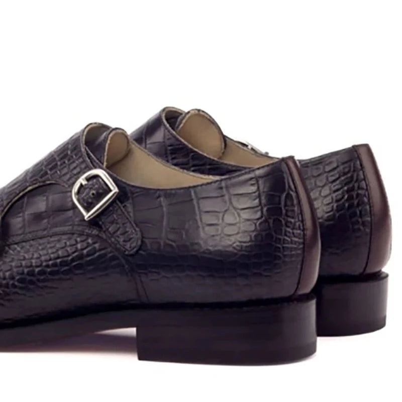 Double Moine Sangle Style Robe Hommes Chaussures Bureau Meilleur Homme Chaussure Concepteur À La Main En Cuir Véritable - Bleu