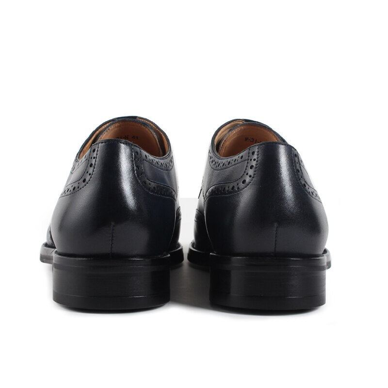 Hommes Chaussures À La Main Modèle Conception De Luxe En Cuir Classique Complet Brogue Affaires Robe De Mariée Homme - Bleu Foncé