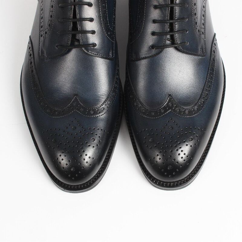 Hommes Chaussures À La Main Modèle Conception De Luxe En Cuir Classique Complet Brogue Affaires Robe De Mariée Homme - Bleu Foncé