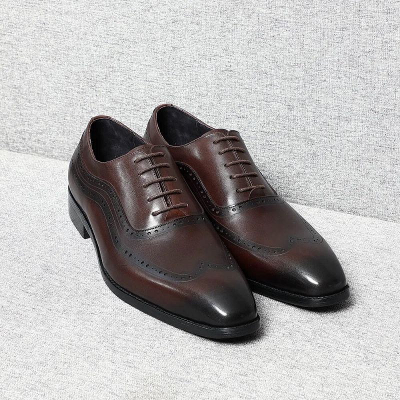 Hommes Faits À La Main Véritable Original Cuir Classic Brogue Oxford Chaussures - Noir