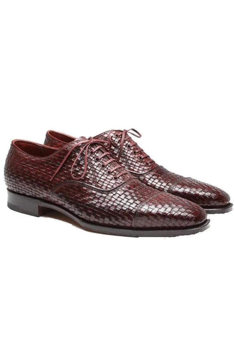 Luxe Oxford Hommes Chaussures Habillées Fête De Mariage Meilleur Homme Chaussure Concepteur En Cuir Tissé Formelles Original