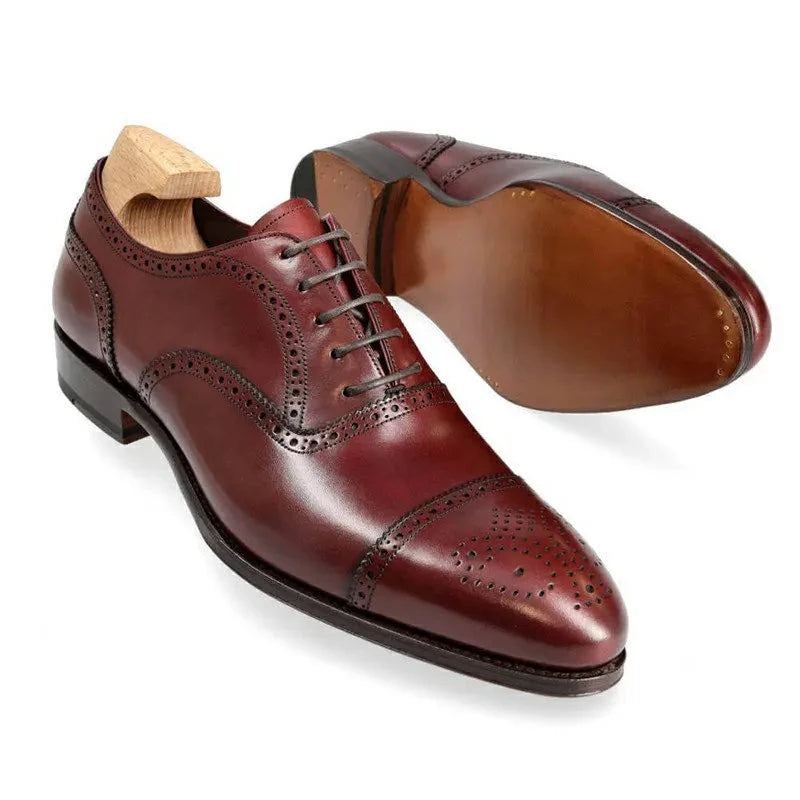 Oxford Brogue Homme Chaussures D'affaires Solide Bureau Concepteur Meilleur Chaussure À La Main En Cuir Véritable Hommes - Camel