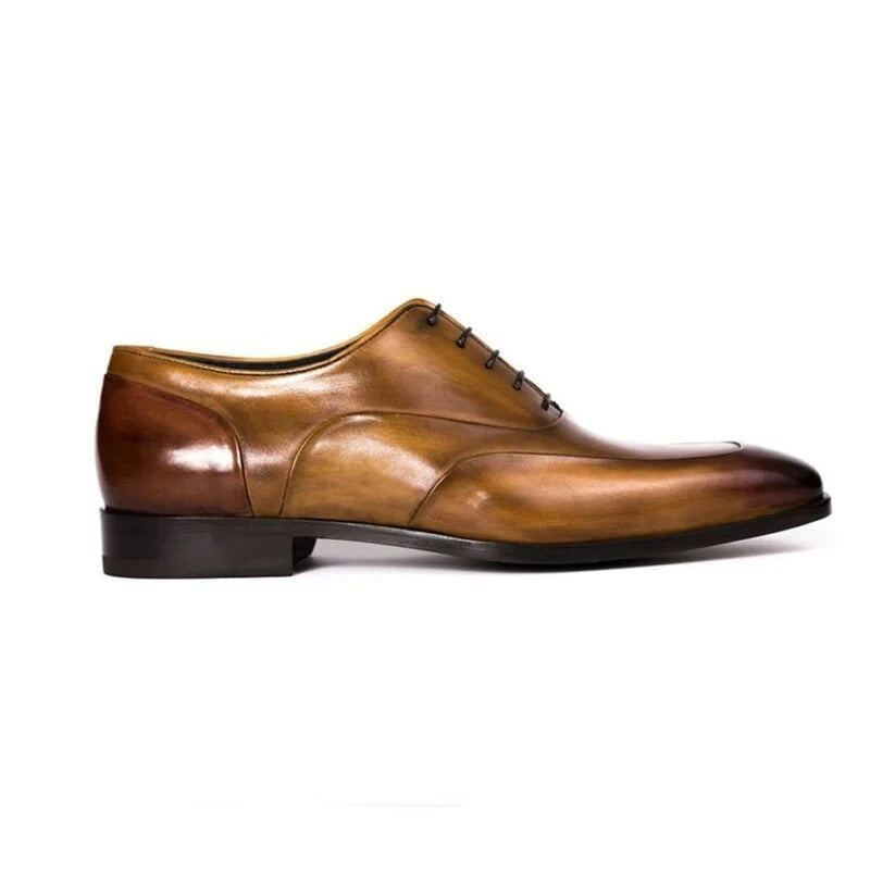 Oxford Cuir Hommes Chaussures Robe De Mariée Fête Chaussure À La Main Meilleur Concepteur Solide Homme D'affaires - Brun