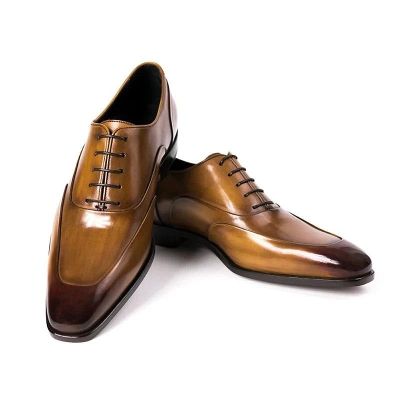 Oxford Cuir Hommes Chaussures Robe De Mariée Fête Chaussure À La Main Meilleur Concepteur Solide Homme D'affaires - Brun