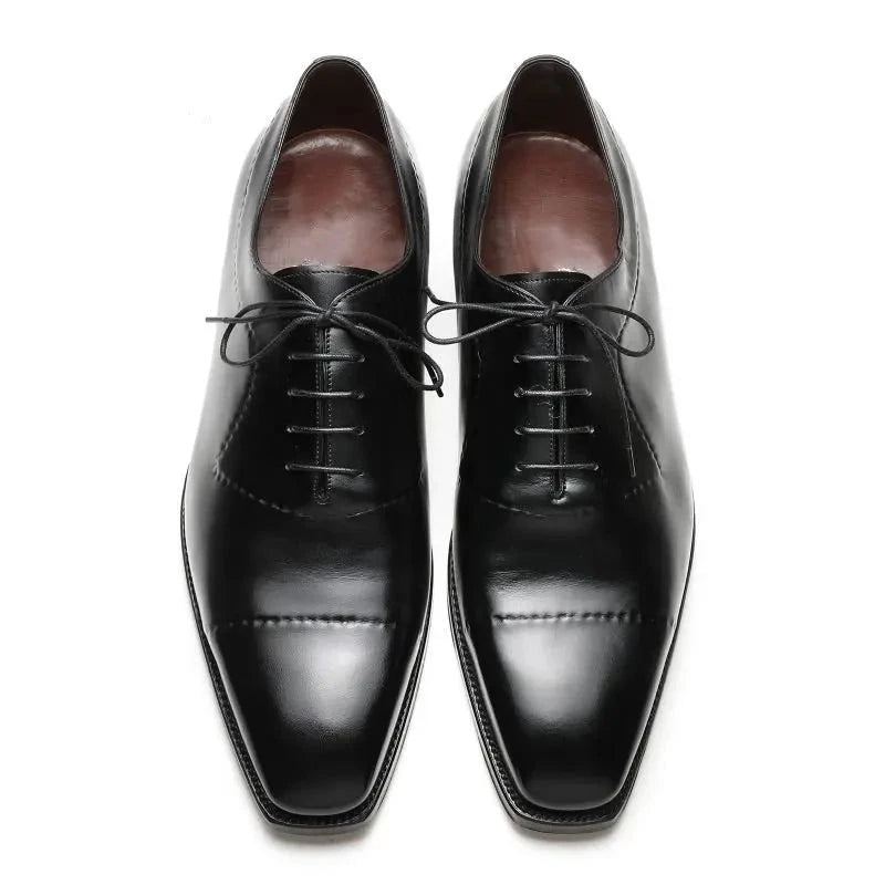 Oxford Hommes Chaussures Habillées Mariage Formel Meilleure Chaussure Affaires À La Main En Cuir Véritable Bureau Concepteur - Noir