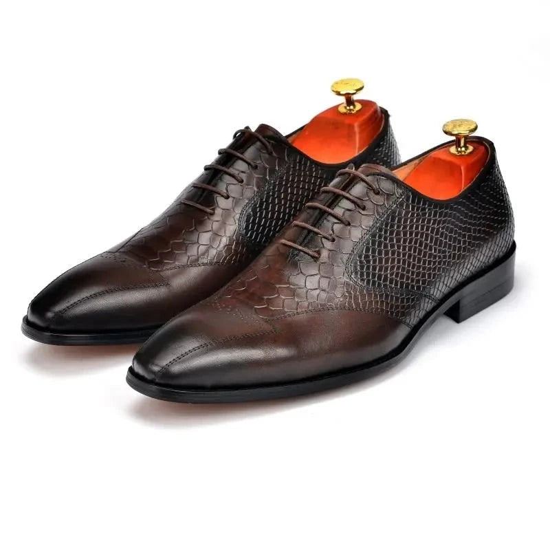 Oxford Hommes Chaussures Habillées Mariage Meilleur Homme Chaussure En Cuir Véritable Bureau De Créateur Formelles Pour - Brun