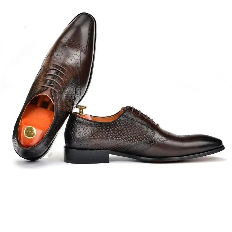 Oxford Hommes Chaussures Habillées Mariage Meilleur Homme Chaussure En Cuir Véritable Bureau De Créateur Formelles Pour - Brun