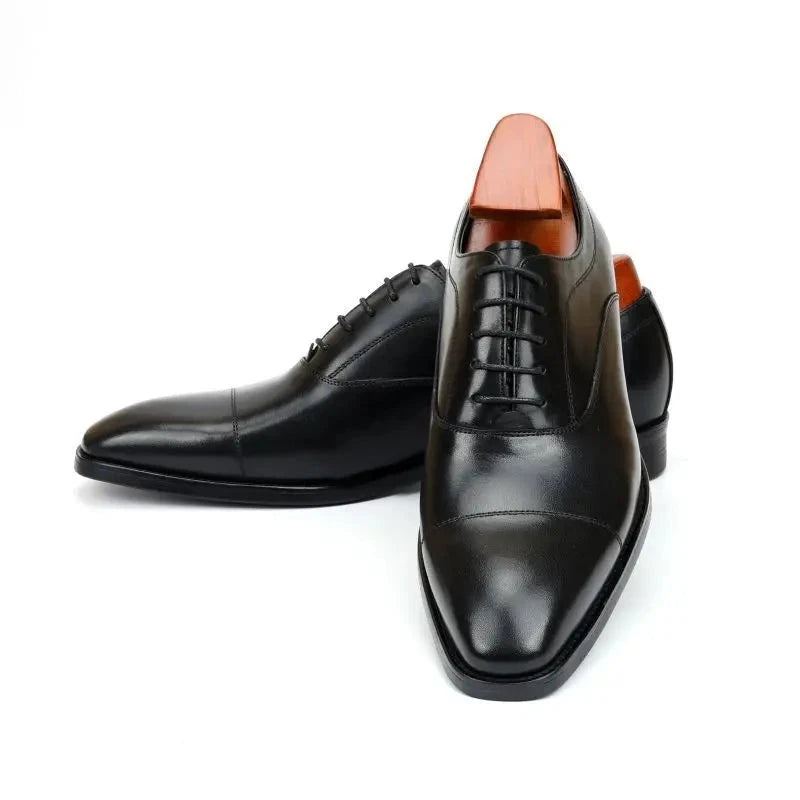 Oxford Hommes Chaussures Habillées Mariage Meilleur Homme Chaussure En Cuir Véritable À La Main Concepteur Bureau Formelles Original - Noir