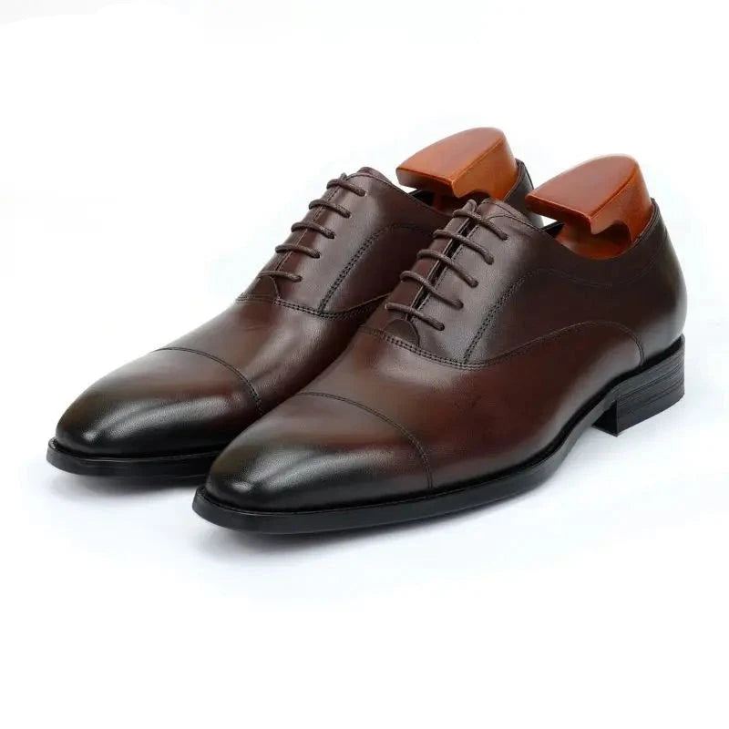 Oxford Hommes Chaussures Habillées Mariage Meilleur Homme Chaussure En Cuir Véritable À La Main Concepteur Bureau Formelles Original - Noir