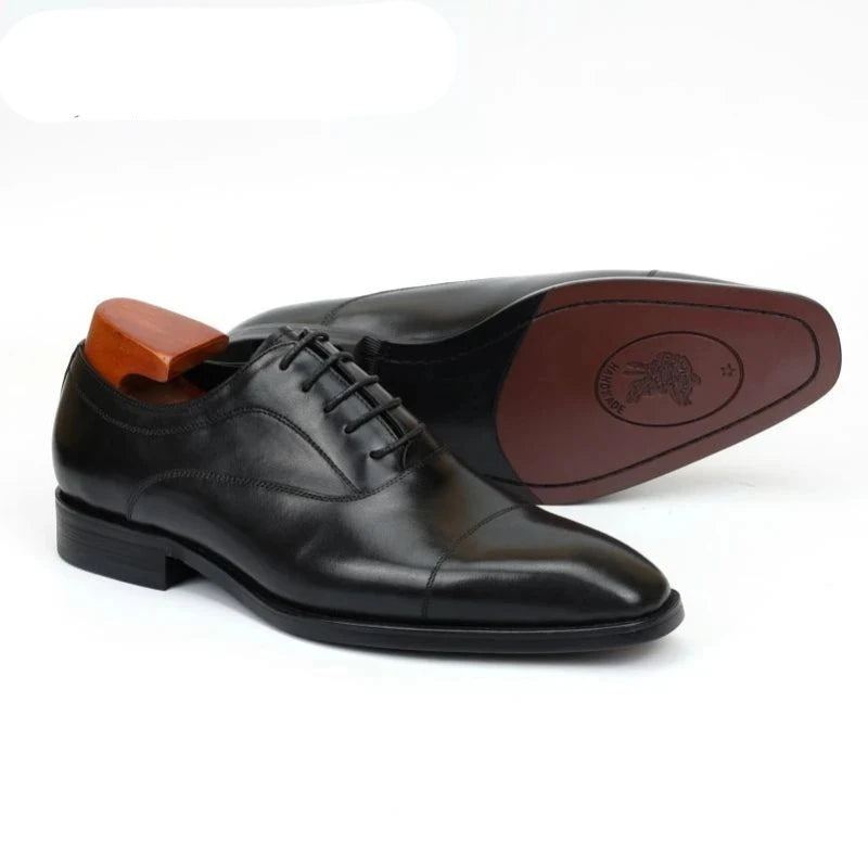 Oxford Hommes Chaussures Habillées Mariage Meilleur Homme Chaussure En Cuir Véritable À La Main Concepteur Bureau Formelles Original - Noir