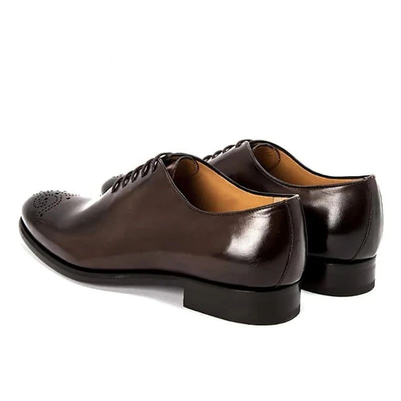 Oxford Robe Homme Chaussure D'affaires Chaussures Faites À La Main Mariage Solide En Cuir Véritable Meilleures Pour Hommes - Café