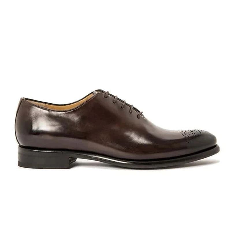 Oxford Robe Homme Chaussure D'affaires Chaussures Faites À La Main Mariage Solide En Cuir Véritable Meilleures Pour Hommes - Café