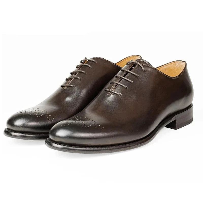 Oxford Robe Homme Chaussure D'affaires Chaussures Faites À La Main Mariage Solide En Cuir Véritable Meilleures Pour Hommes - Café