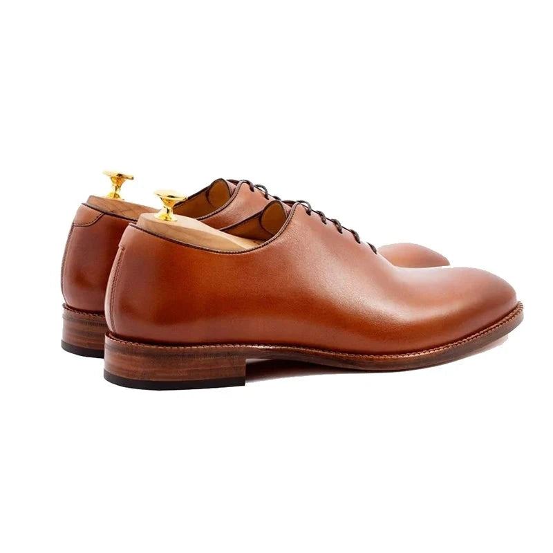 Oxford – Chaussures D'affaires Solides En Cuir Véritable Faites À La Main Pour Mariage Formelles Originales Meilleur Homme - Brun